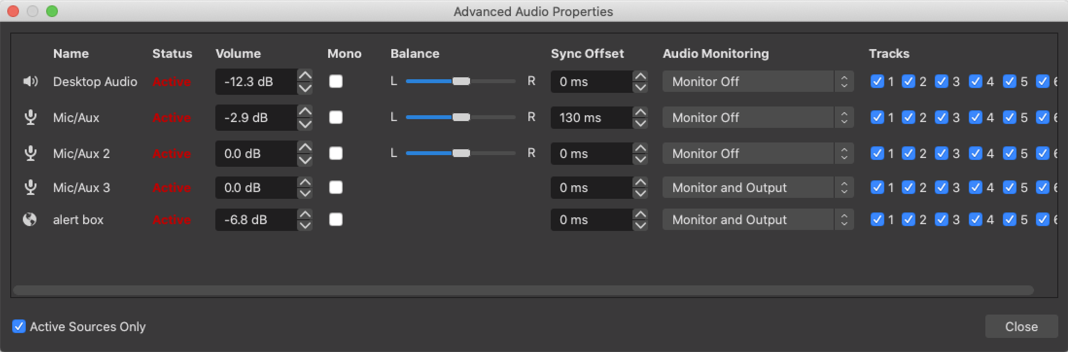 Advanced audio settings